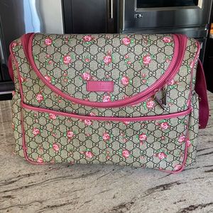 Rose GG (Gucci) Supreme coated canvas diaper bag